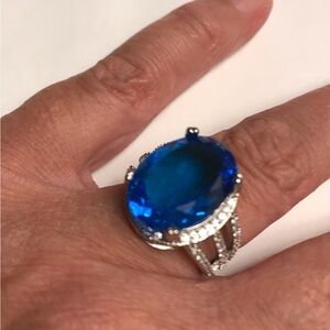 Blue Topaz Stamped 925 Sterling Silver Ring